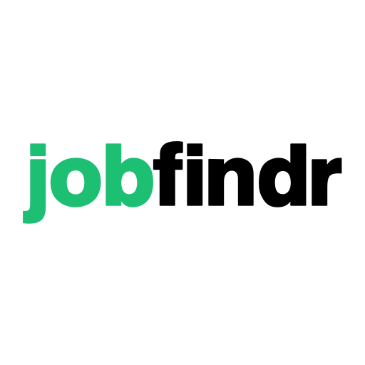 JobFindr logo: A sleek, modern design featuring the word 'JobFindr' in bold, contemporary typography, with vibrant colors and an energetic, forward-looking aesthetic. This logo represents a dynamic job board aimed towards millennials and Gen Z job seekers.